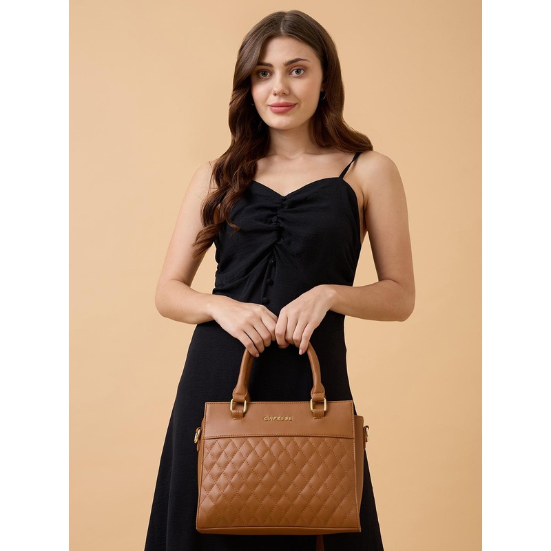 DressBerry X CAPRESE Myra Women Brown Medium Satchel Bag