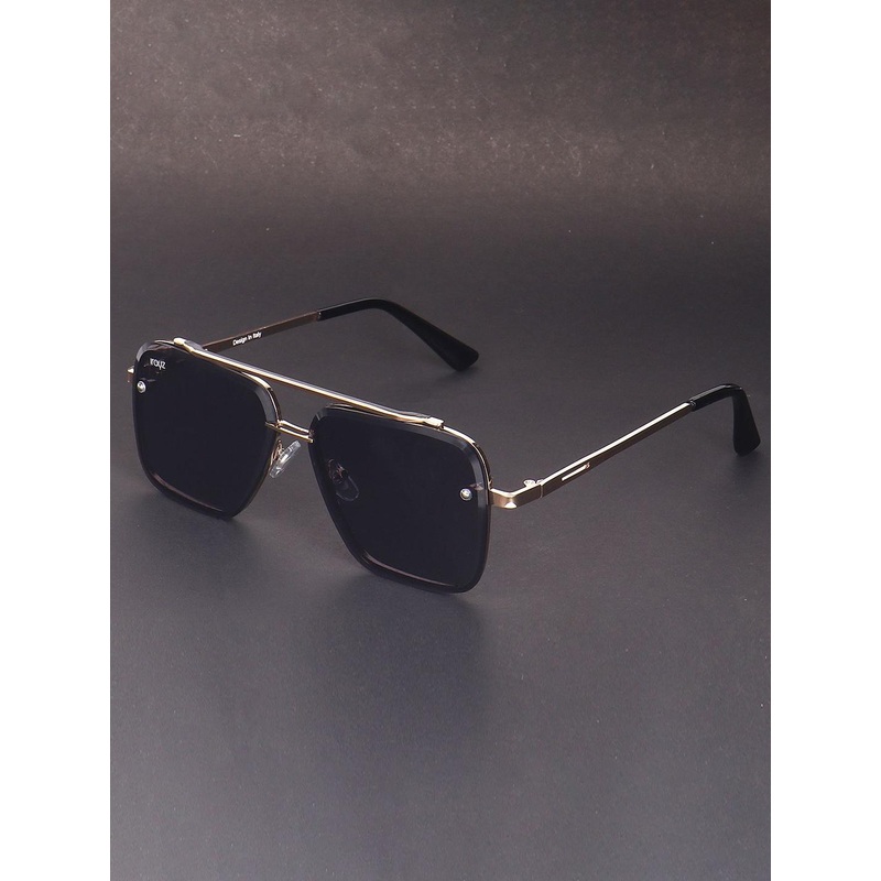 Irayz Unisex Square Sunglasses with UV Protected Lens DATA-Gold-Black-Gold