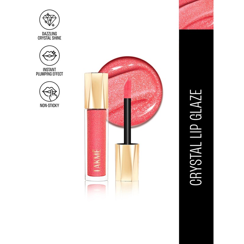Lakme Glitterati Non-Sticky Hydrating Lip Glaze With Vegan Collagen 5ml – Frosted Rose