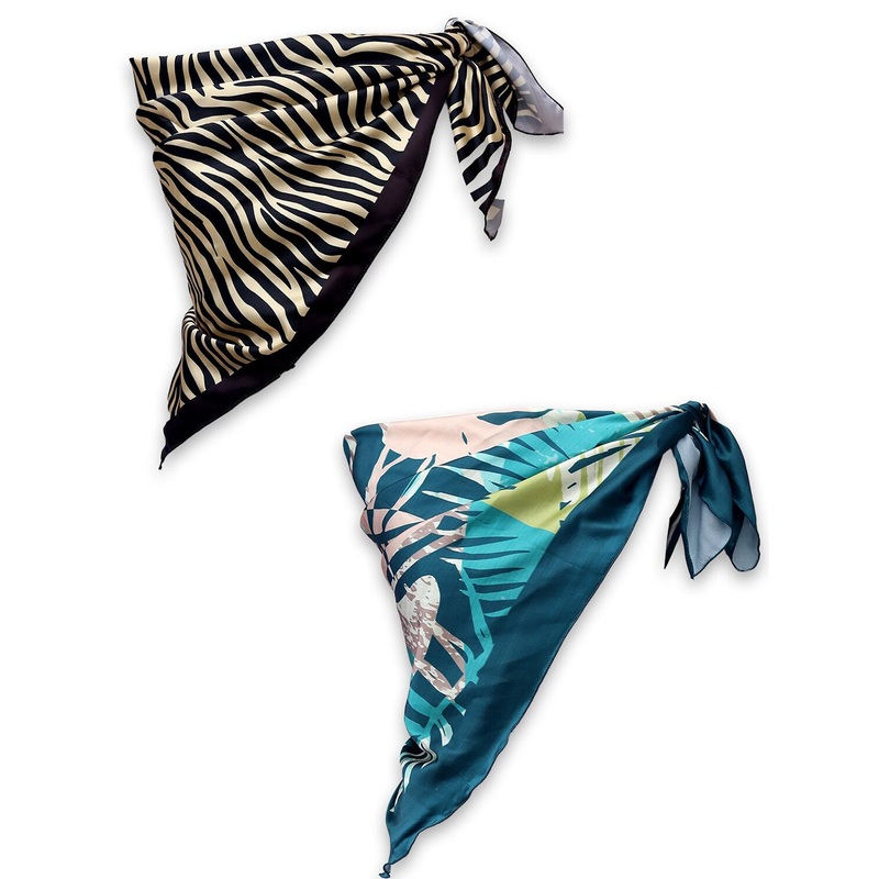 Leeza Store Women Pack Of 2 Printed Satin Scarf