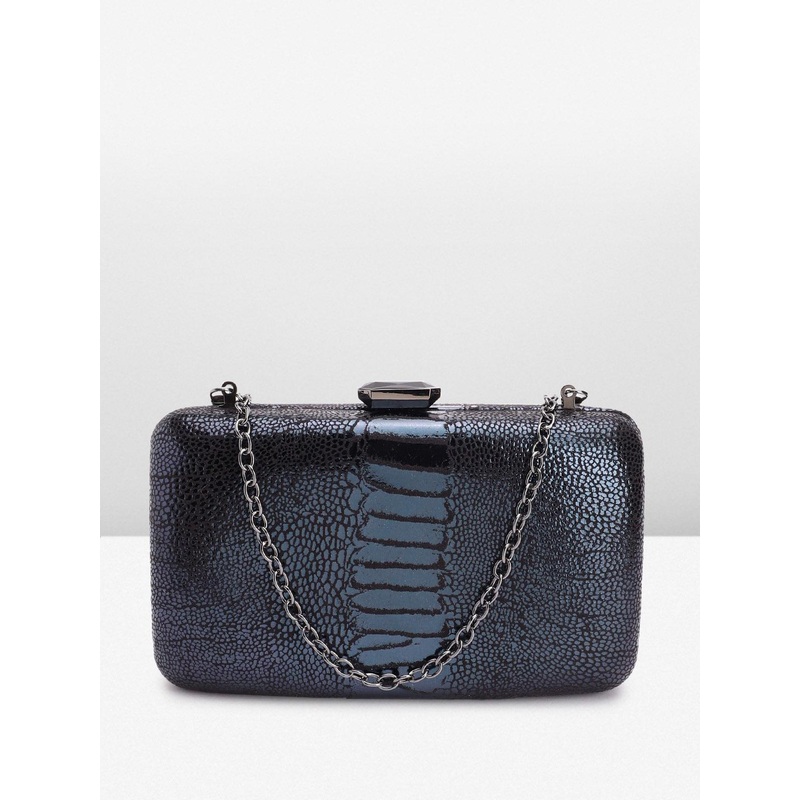 Lino Perros Snake Skin Textured Box Clutch