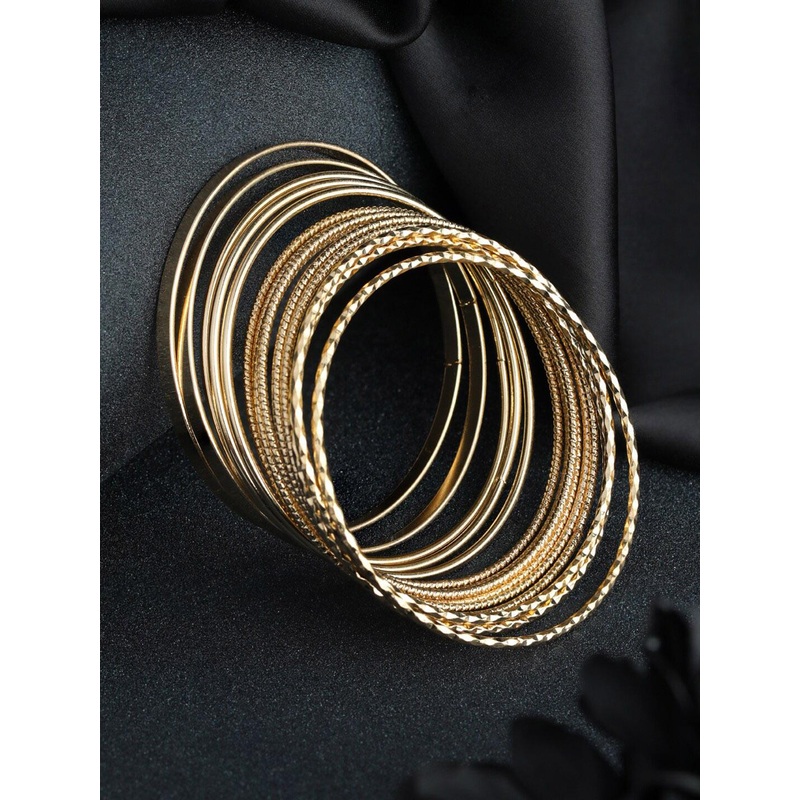 Priyaasi Set Of 14 Rose Gold-Plated Bangles