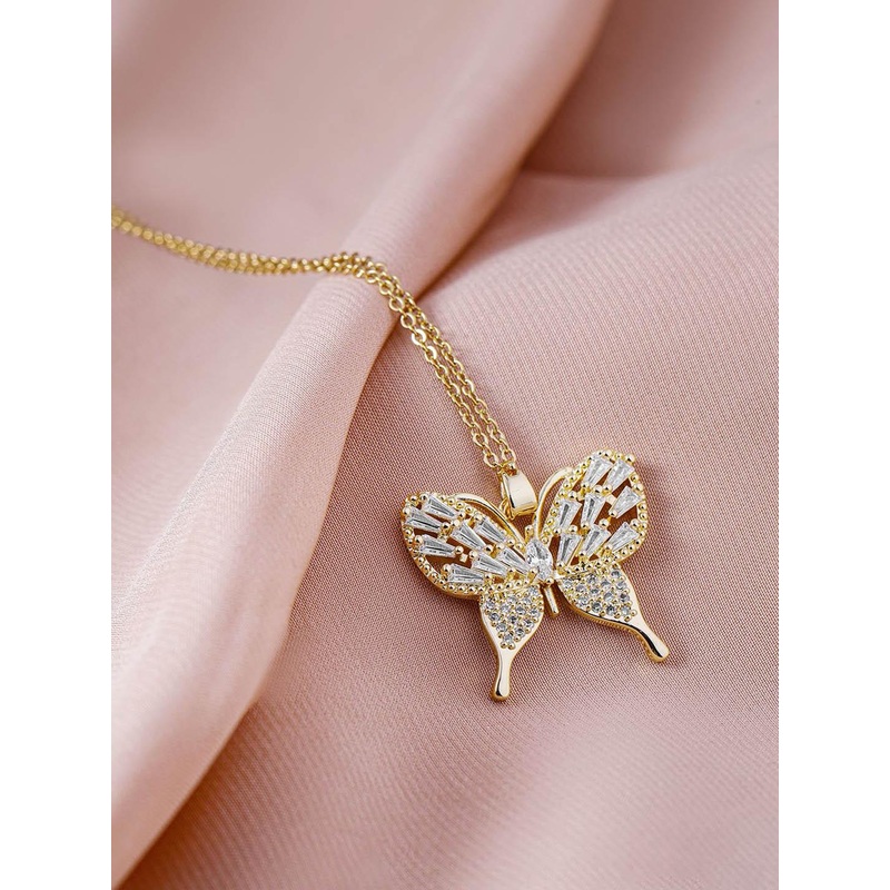 Rubans 18K GoldPlated Stainless Steel TarnishFree Waterproof CZ Demi-Fine Necklace