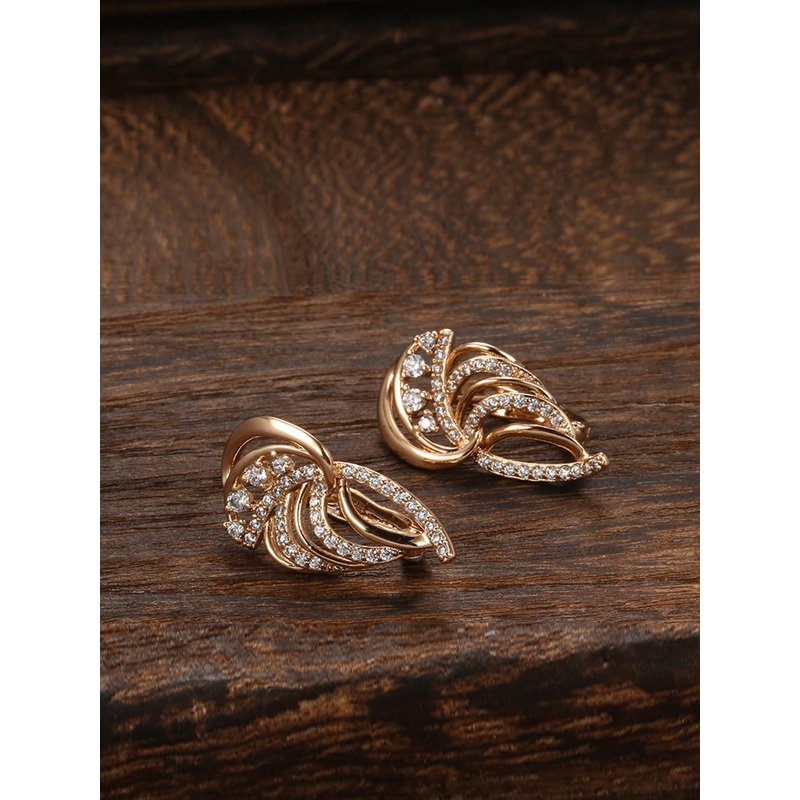 Shining Diva Fashion 18k Rose Gold Plated Zircon Earrings