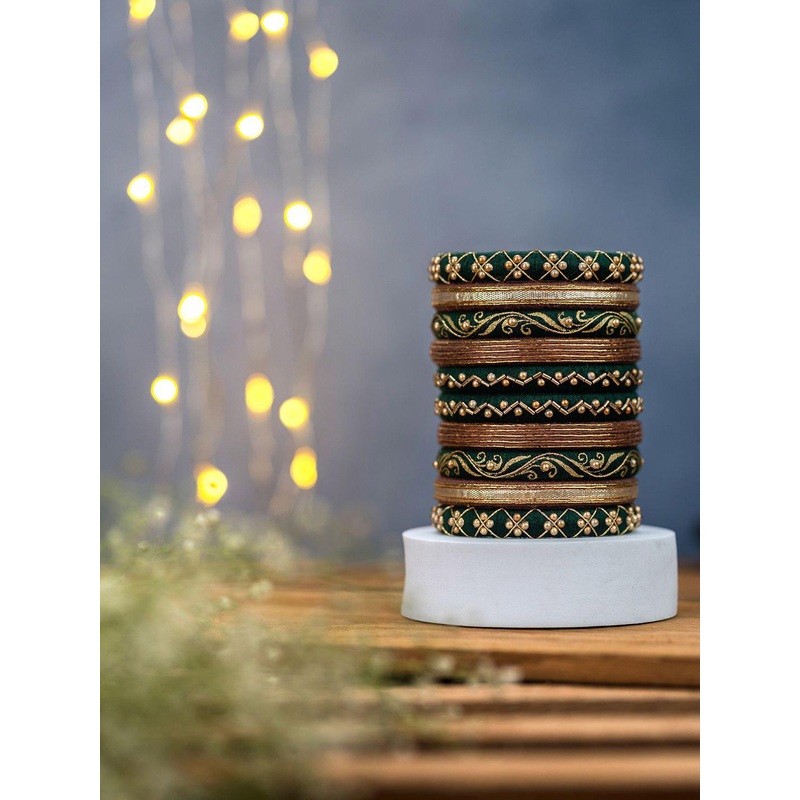 Taasha Craft Set Of 10 Handcrafted Cotton Thread Bangles