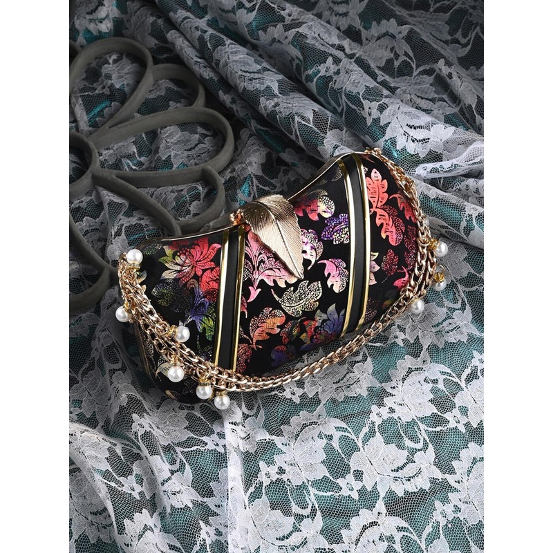 Toobacraft Embellished Wrist Loop Box Clutch