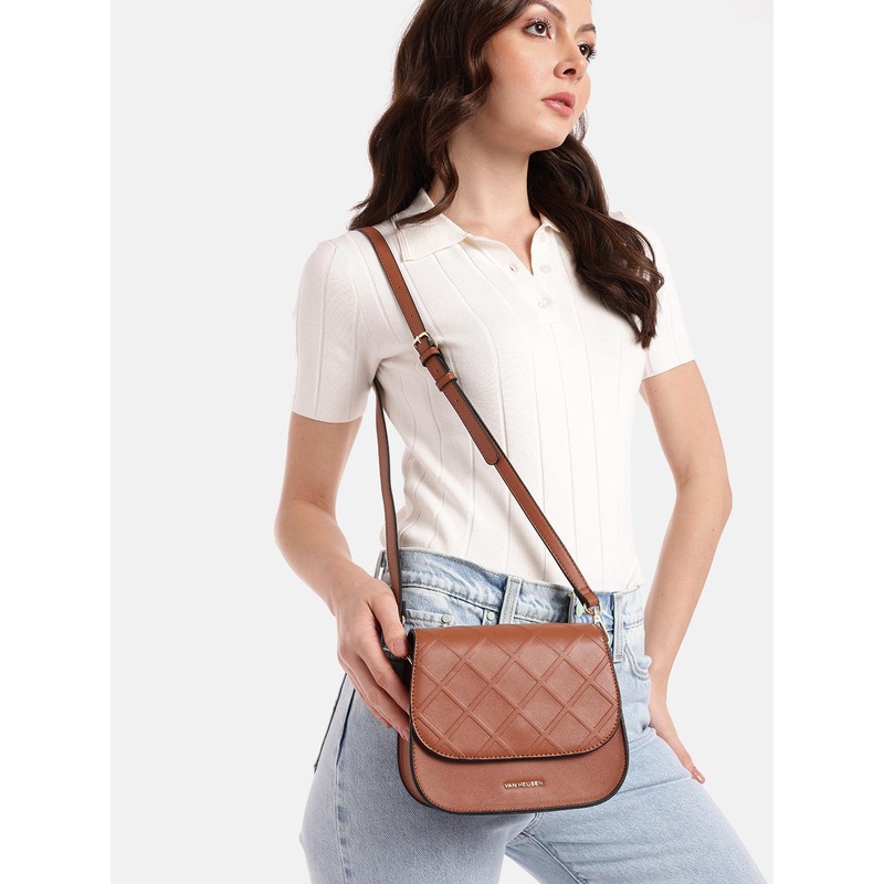 Van Heusen Geometric Textured Sling Bag