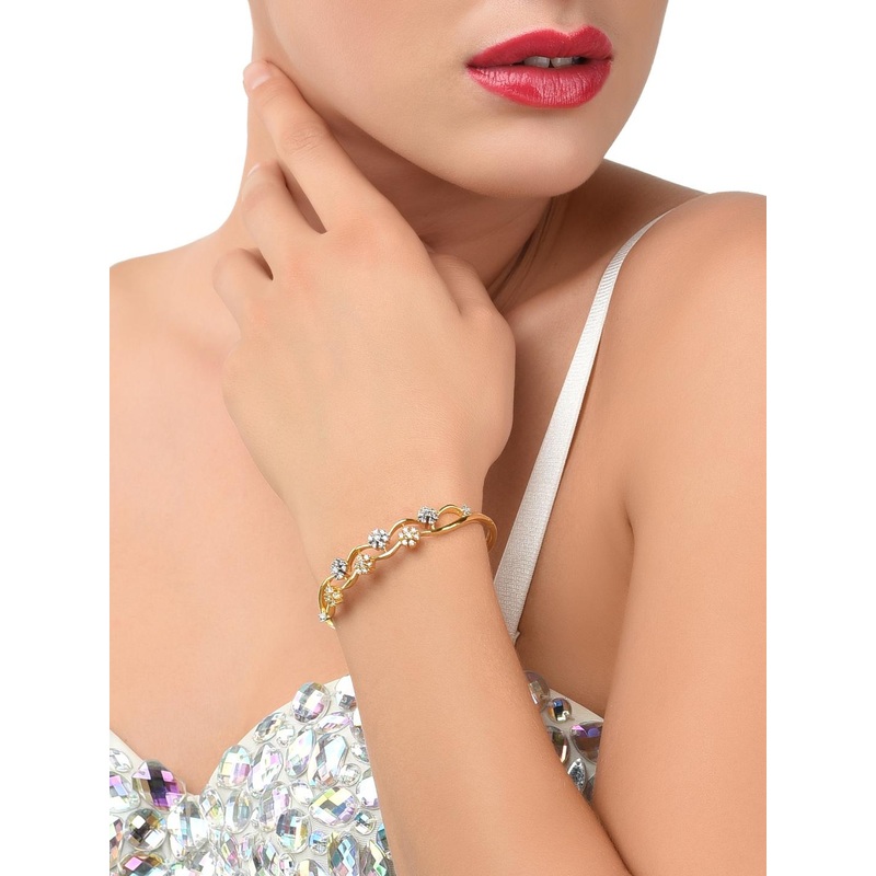 Zaveri Pearls Gold-Toned CZ Stone-Studded Bracelet
