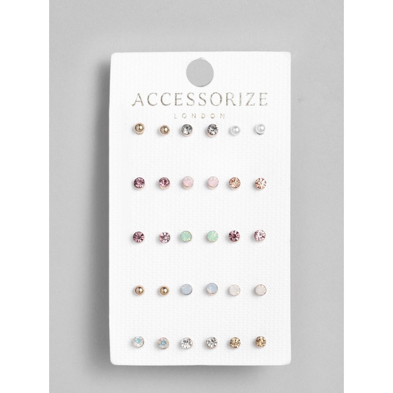 Accessorize Set of 15 Multicoloured Circular Studs