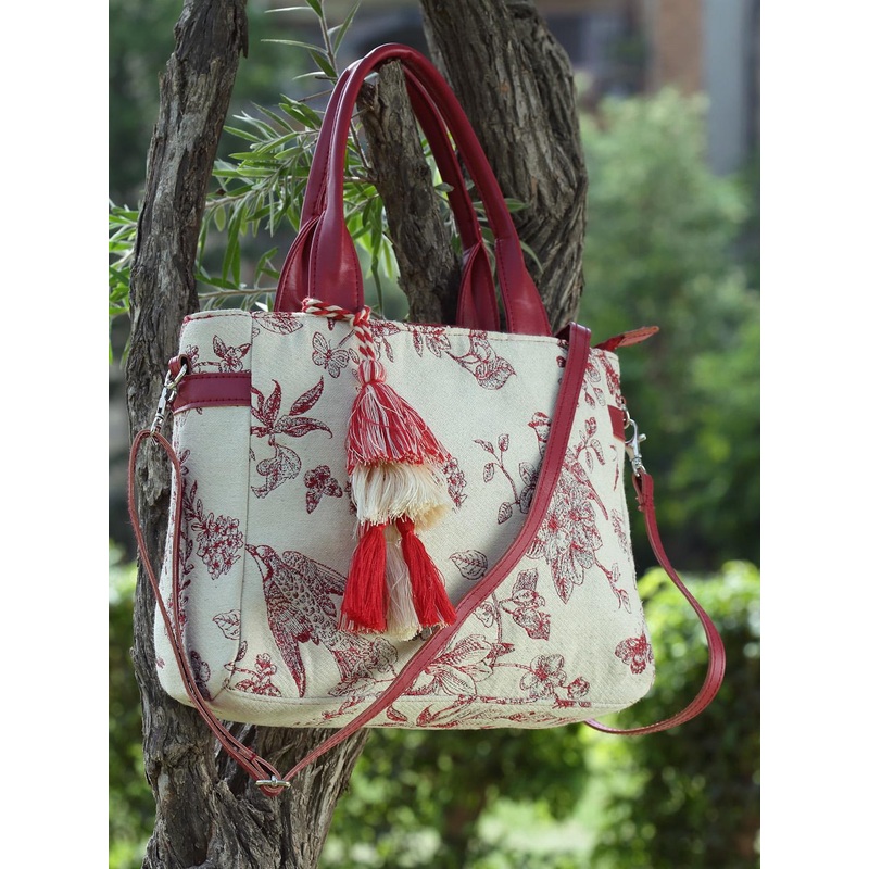 Anekaant Floral Printed Structured Handheld Bag
