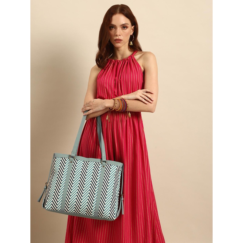 Anouk Geometric Printed Oversized Shopper Office Shoulder Bag