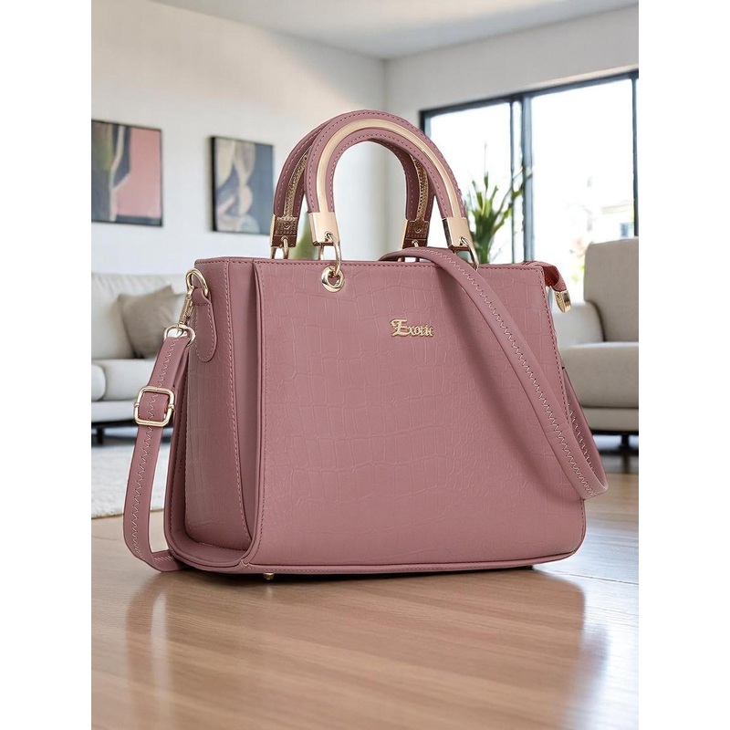 Exotic Structured Handheld Bag With Detachable Sling Strap