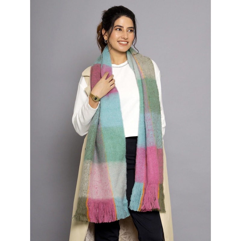 HANDICRAFT PALACE Checked Acrylic Tasselled Scarf
