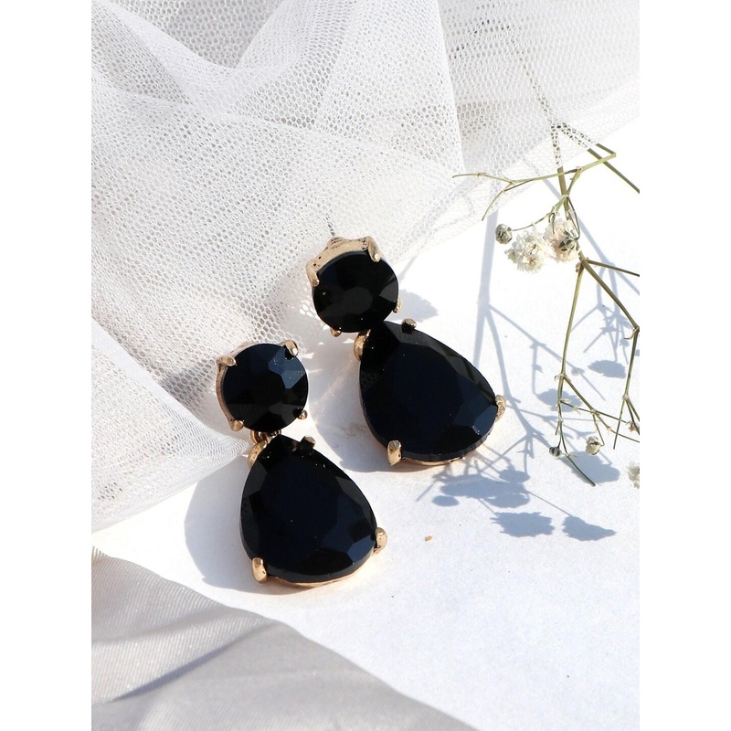 JOKER & WITCH Black Teardrop Shaped Drop Earrings