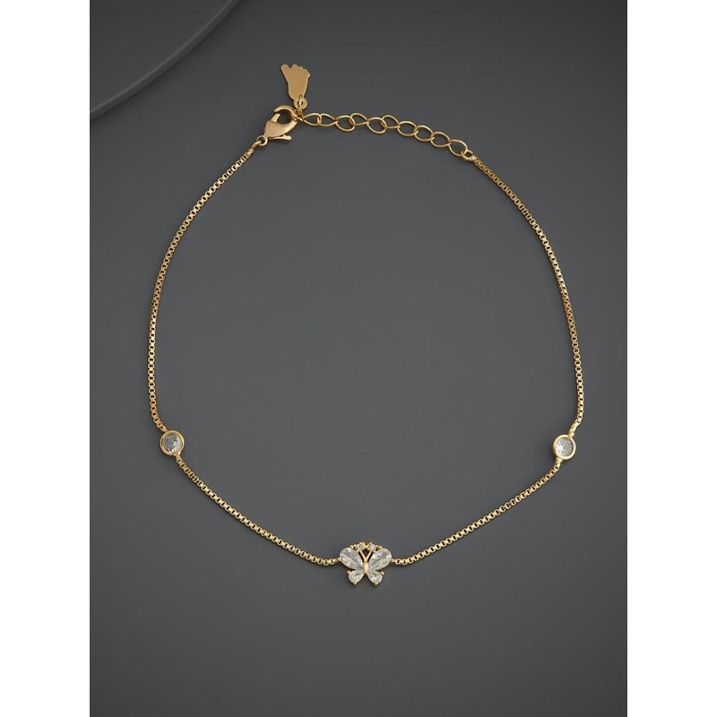 Kushal’s Fashion Jewellery Gold Plated Zircon Studded Anklet