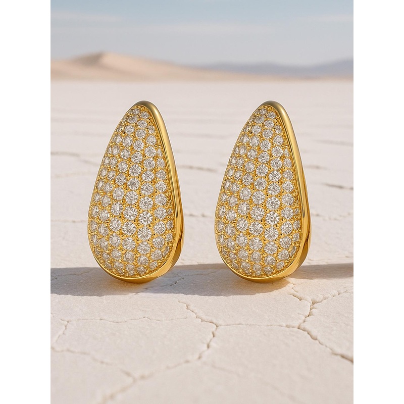 Rubans 18K Gold-Plated Cubic Zirconia Studded Premium Hoop Earrings