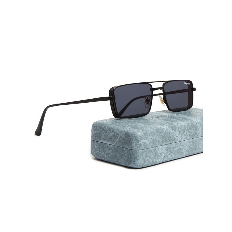 SUNGLASSIC Unisex Rectangle Sunglasses with UV Protected Lens Opera-FullBlack