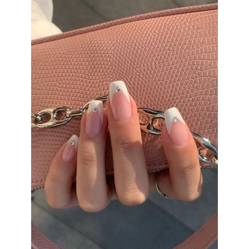 The Pink Truck Set of 24 Artificial Reusable Nails With Swarovski Design