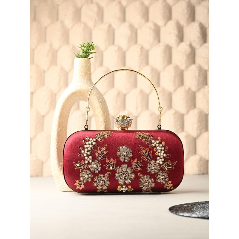 Toobacraft Embellished Box Clutch  With Shoulder Strap