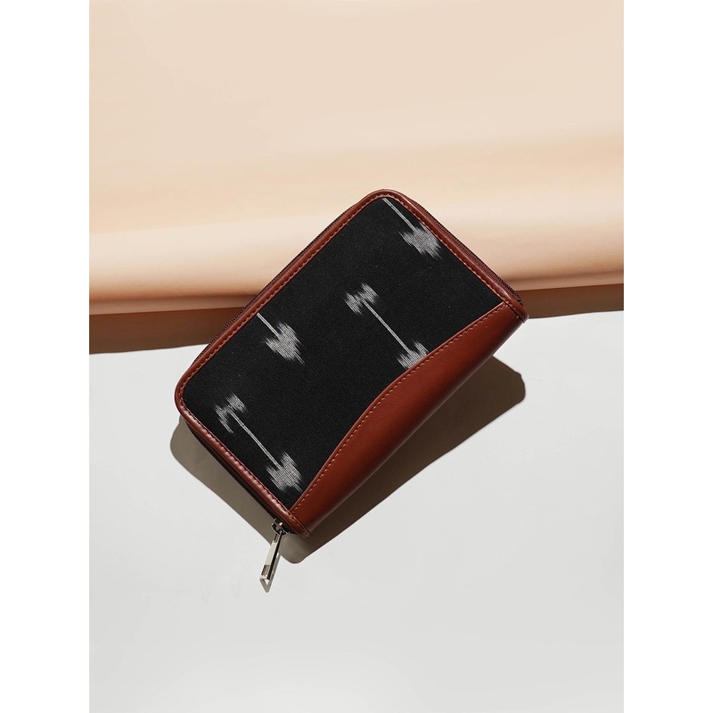 ZOUK Women Black & White Printed Vegan Leather Zip Around Wallet