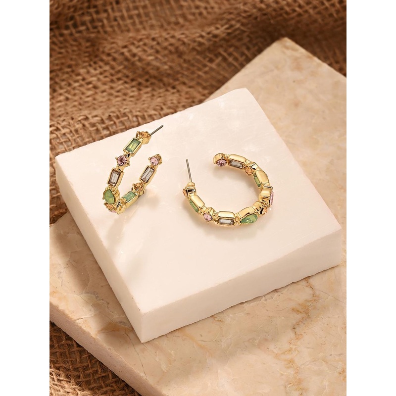 Accessorize Crystals Studded Circular Half Hoop Earrings