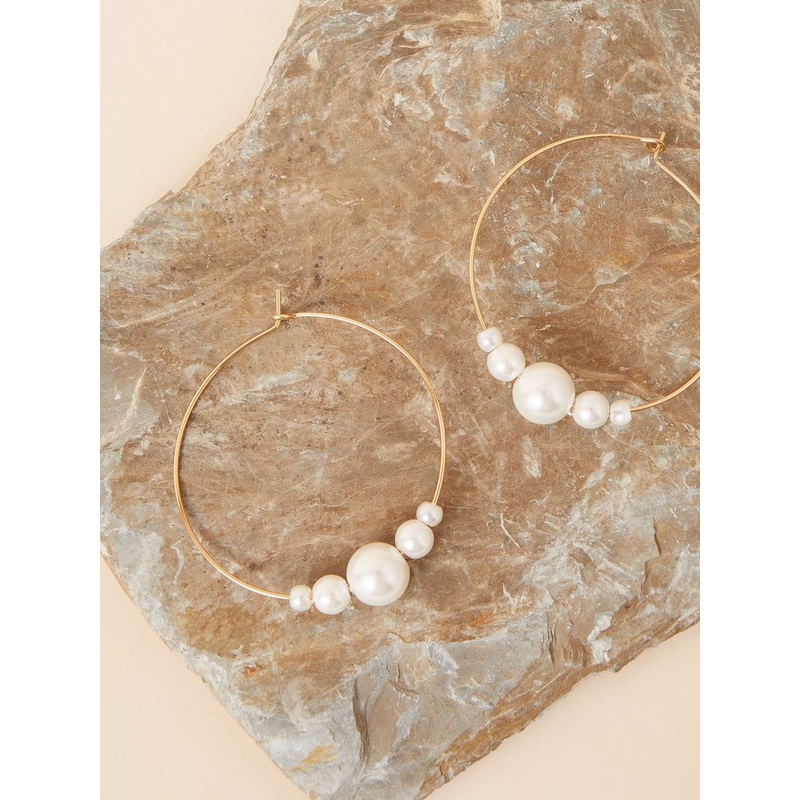 Accessorize London Women’s Oversized Pearl Hoop Earring pearl