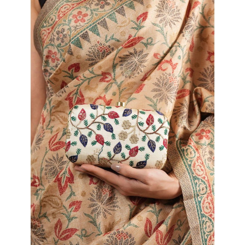 Anouk Embroidered Embellished Box Clutch