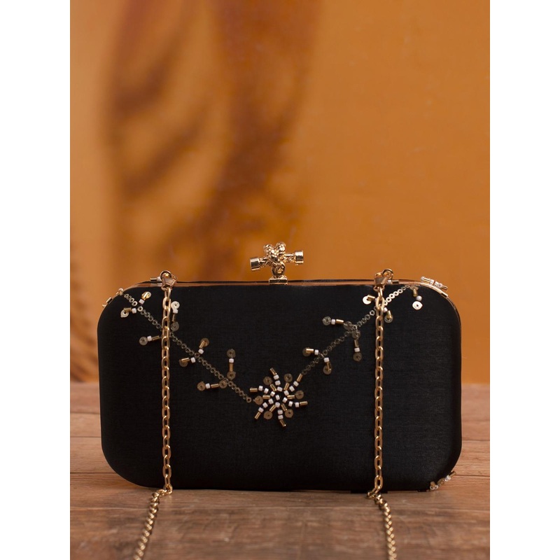 ARTKLIM Embroidered Sequins Box Clutch