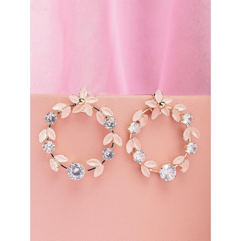 Bohey by KARATCART Gold Plated Contemporary Cubic Zirconia Hoop Earrings