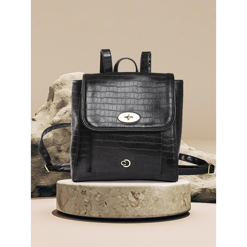 Caprese Women Textured Leather Backpack