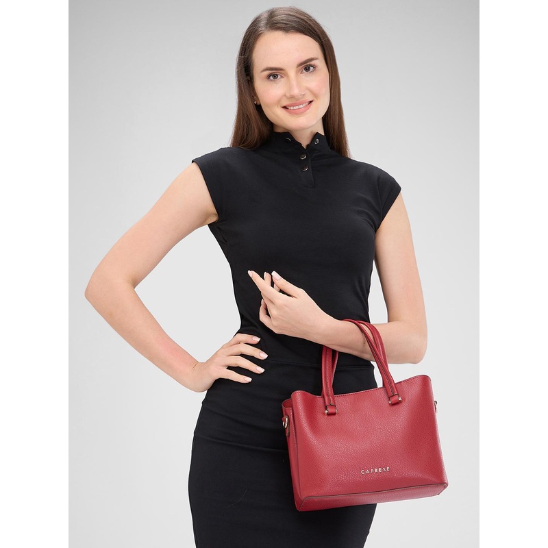 DressBerry X CAPRESE Rey Women Maroon Medium Satchel Bag