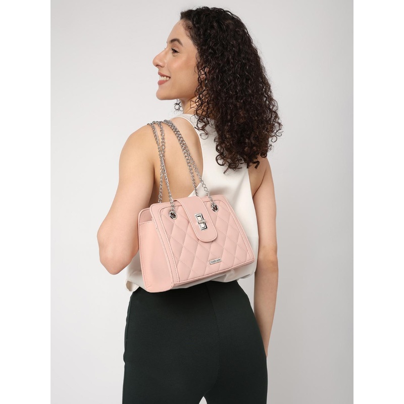 Fastrack Self Design Structured Shoulder Bag with Quilted Detail