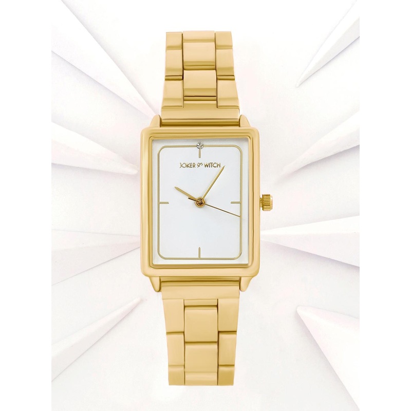 JOKER & WITCH Women White Printed Dial & Gold Toned Stainless Steel Straps Analogue Watch