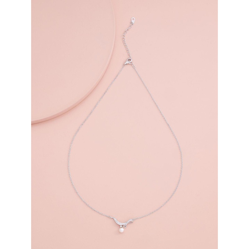 Kushal’s Fashion Jewellery Rhodium-Plated CZ Studded Chain