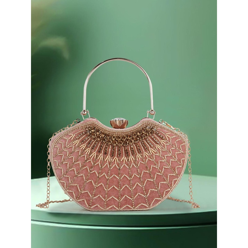 NORVE Embroidered Shoulder Strap Box Clutch