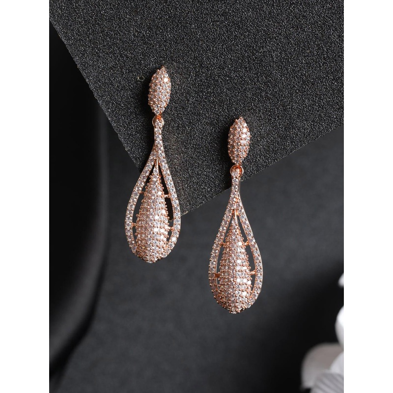 Priyaasi Contemporary Gold-Plated Drop Earrings