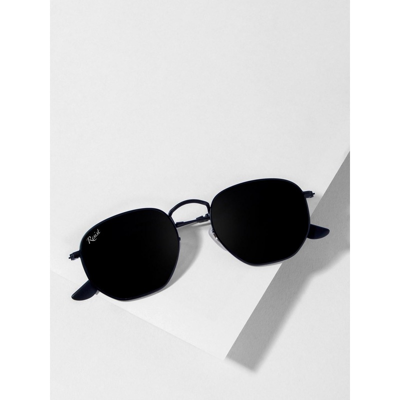 RESIST EYEWEAR UNISEX Black UV Protected Hexagonal Sunglasses