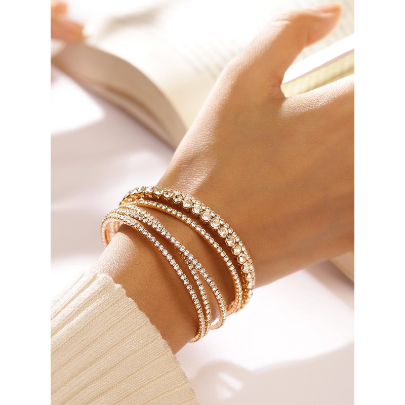Rubans 18K Gold-Plated Cuff Bracelet with Sparkling AD & Cubic Zirconia Stones