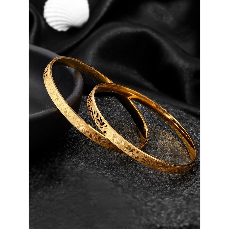 Shoshaa Set Of 2 Gold-Plated Handcrafted Bangles