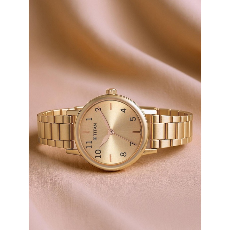 Titan Women Brass Dial & Stainless Steel Straps Analogue Watch 2678WM01