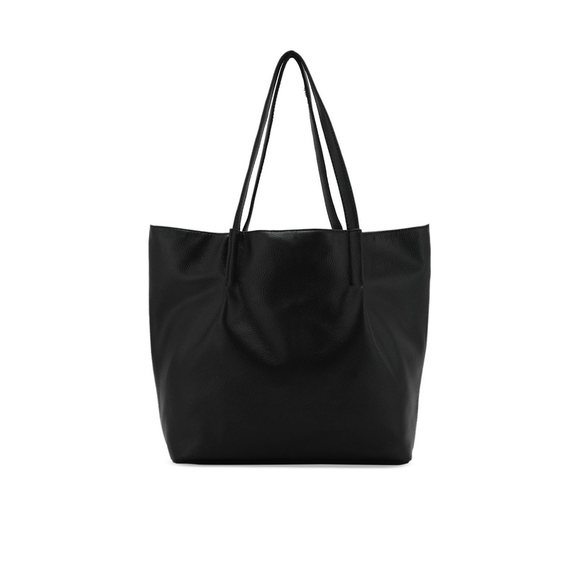Toteteca Black PU Oversized Shopper Tote Bag