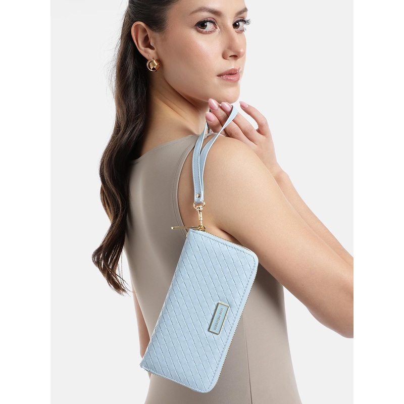 Van Heusen Women Geometric Textured Zip Around Wallet