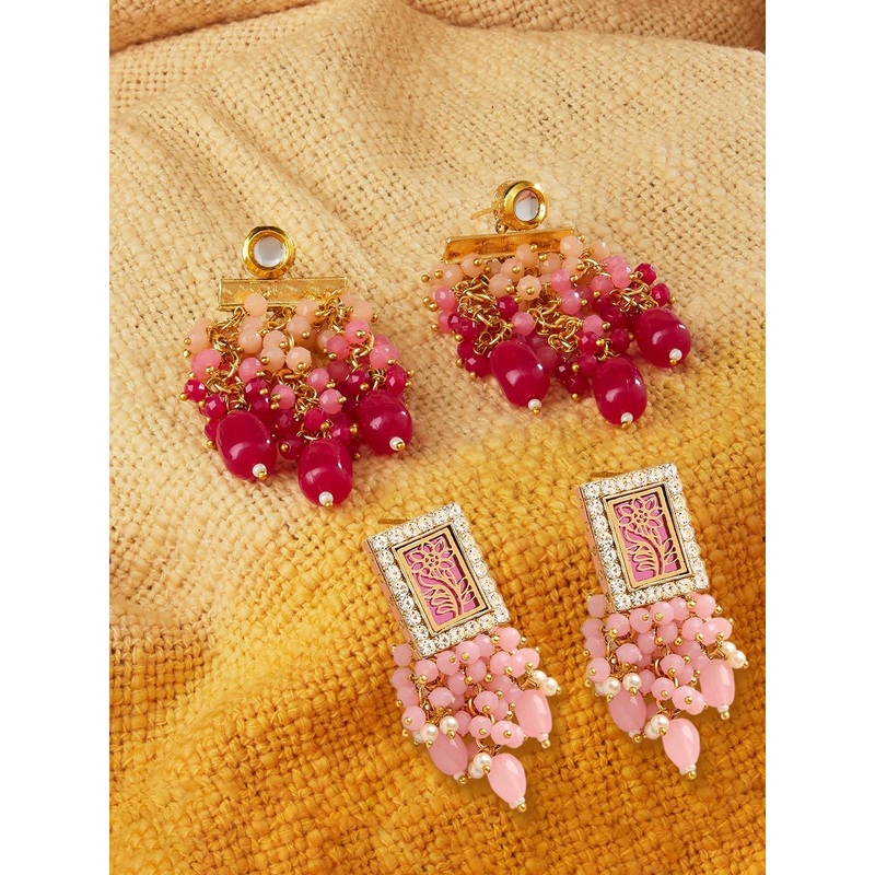 Zaveri Pearls Set of 2 Contemporary Gold-Plated Chandbalis Earrings