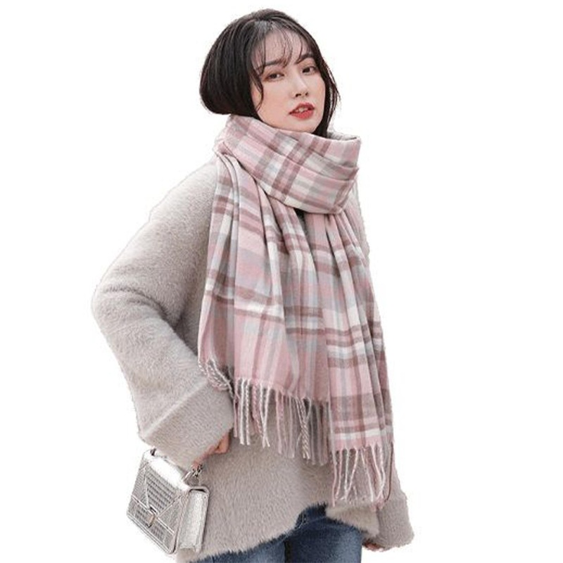 Alexvyan Women Winter Big Checked Large Warm Fringed Woolen Soft Wrap & Stoles