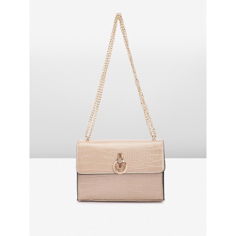 Allen Solly Crocodile Textured PU Structured Sling Bag