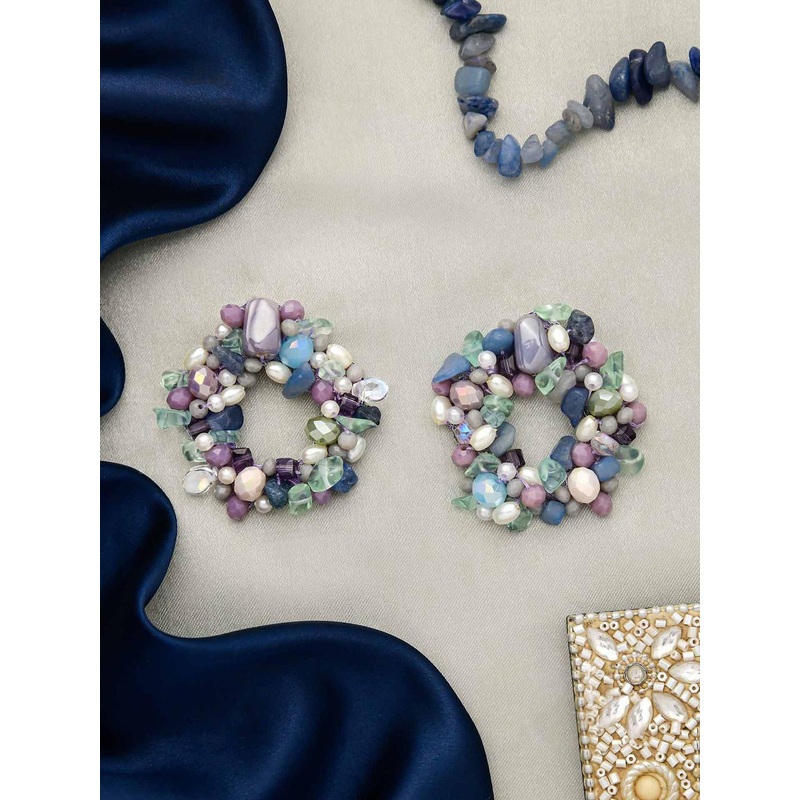 EVERSTYLISH Sanjoya Beads Embroidered Earrings