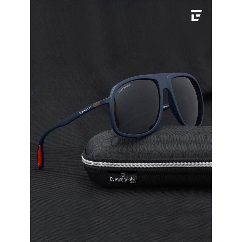 Eyewearlabs Polarised and UV Protected Lens Unisex Black Square Sunglasses