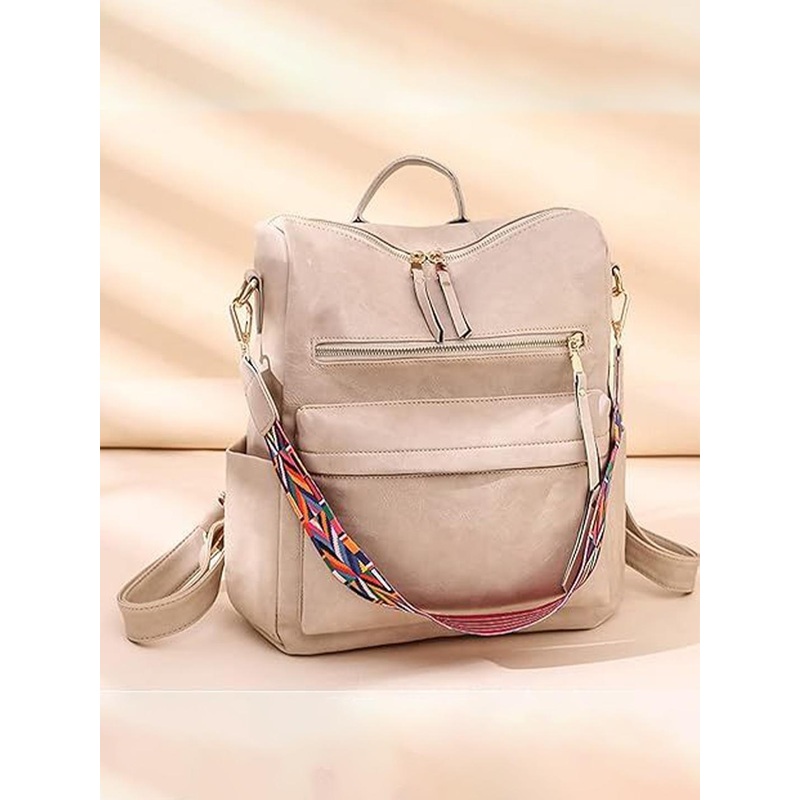 K.B.SALES Women Contrast Detail Backpack with Earphone Gate