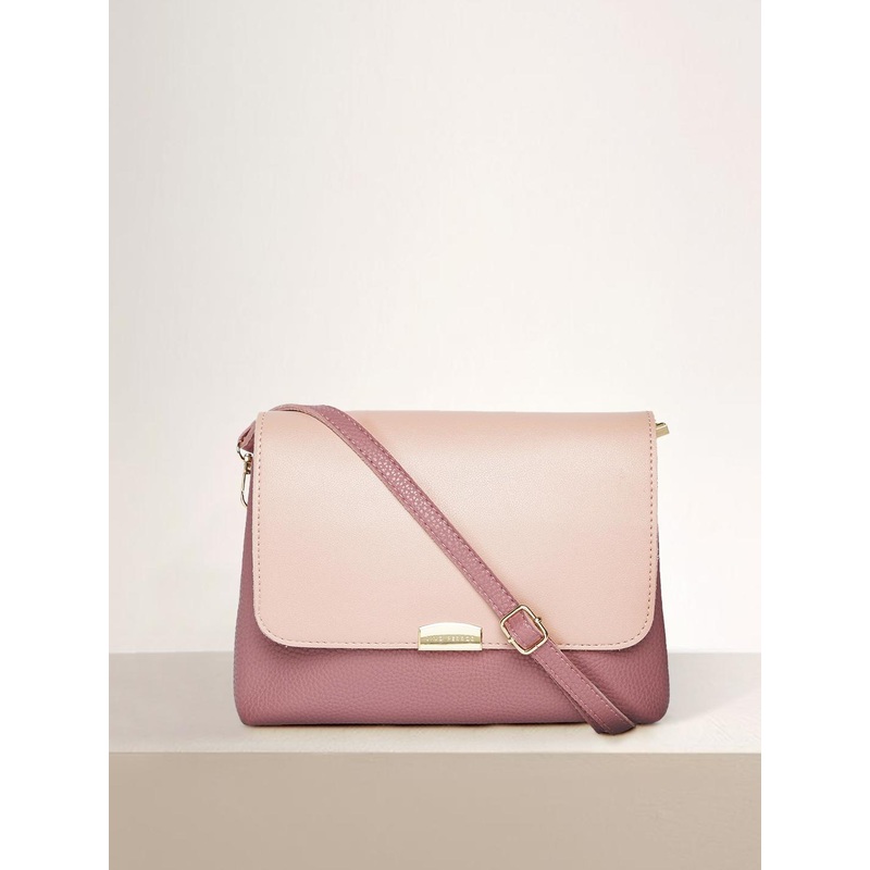 Lino Perros Mauve & Pink Colourblocked Sling Bag