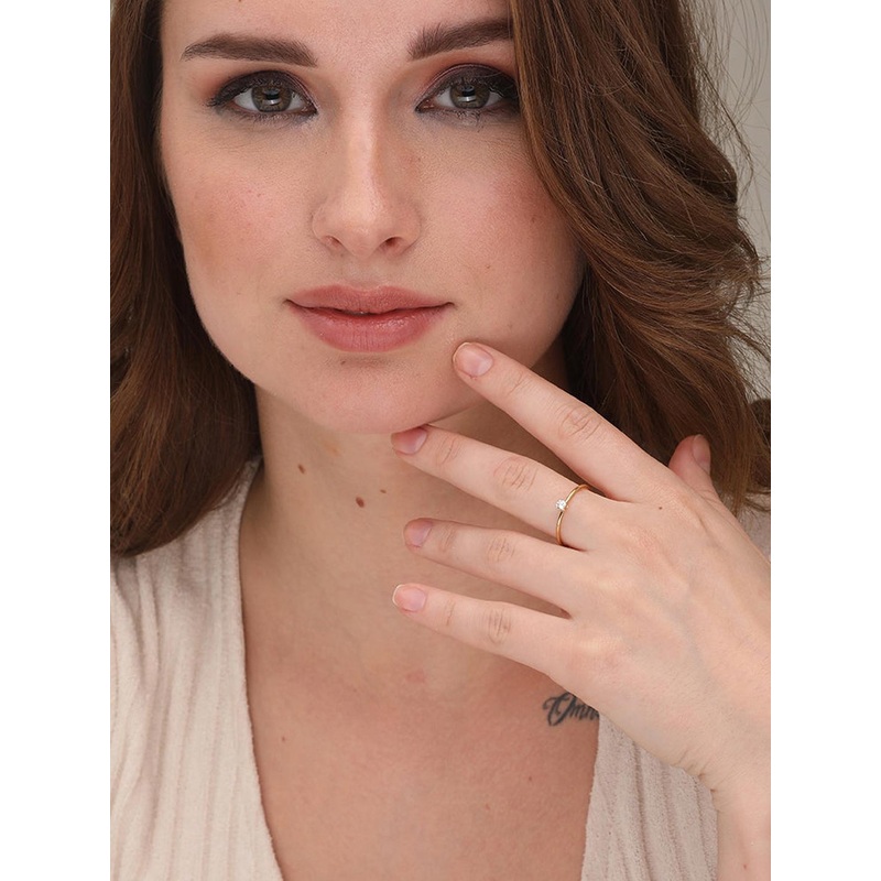 PALMONAS Women Dainty Solitaire – Waterproof & Anti-Tarnish Ring (Size- 7)